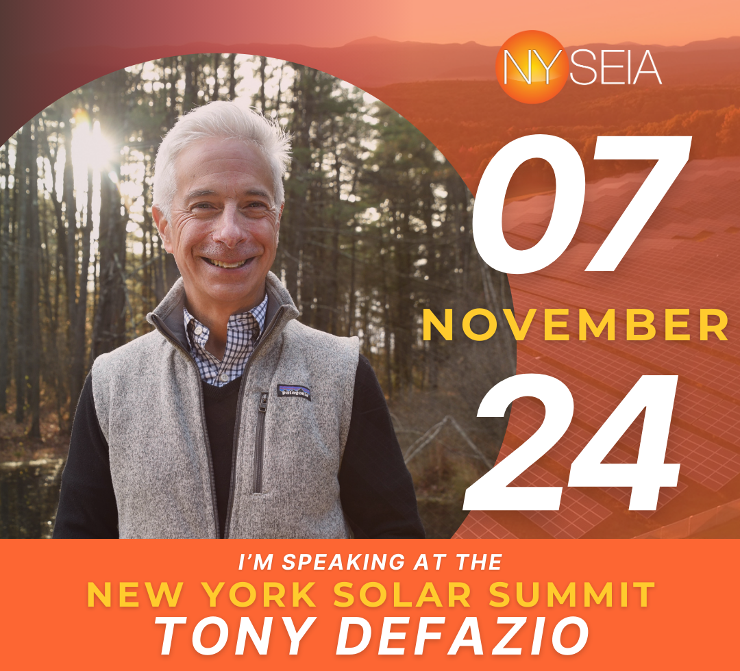 Tony DeFazio to Join Expert Panel at NYSEIA Solar Summit