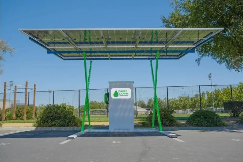 Solar Canopy Plus Battery Charges EVs Off-Grid
